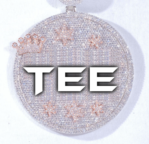CUSTOM LETTER NECKLACE 3D BIG CROWN DISC