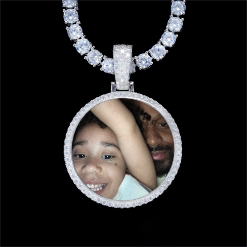 925S & VVS Moissanite 3D Circle Custom Picture Pendant