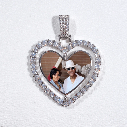 3D Spinning 2-Faced Heart Custom Picture Pendant