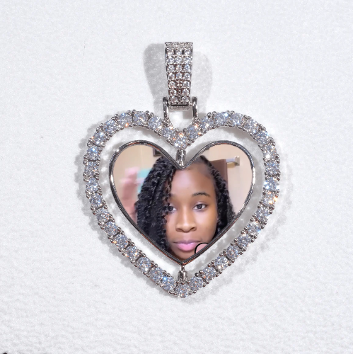 3D Spinning 2-Faced Heart Custom Picture Pendant