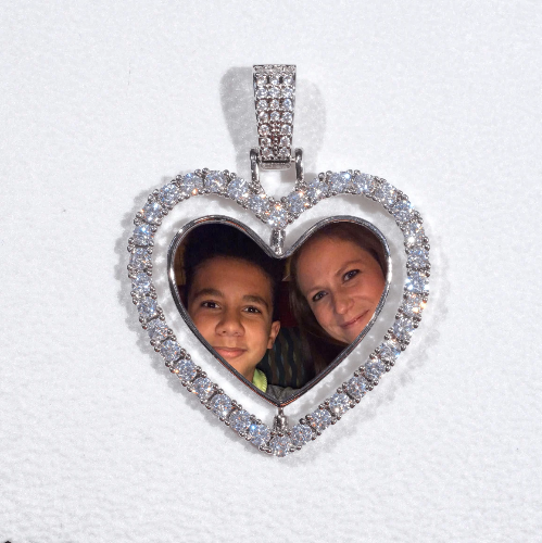 3D Spinning 2-Faced Heart Custom Picture Pendant