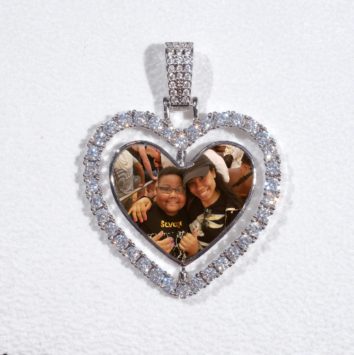 3D Spinning 2-Faced Heart Custom Picture Pendant