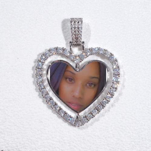 3D Spinning 2-Faced Heart Custom Picture Pendant