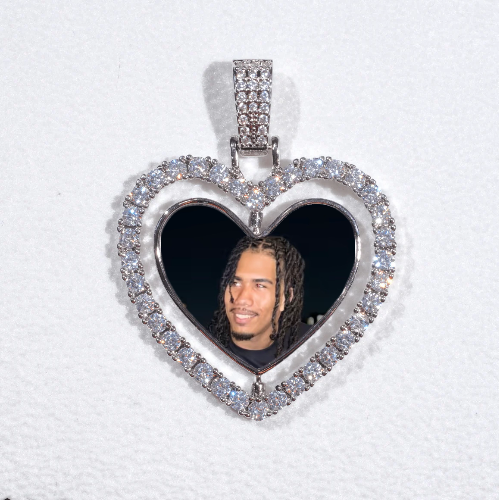 3D Spinning 2-Faced Heart Custom Picture Pendant