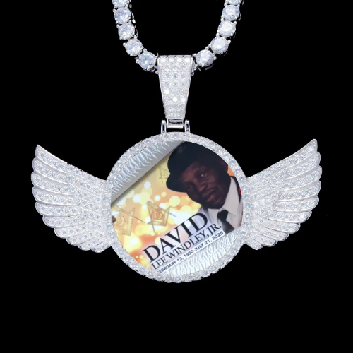 925S & VVS Moissanite 3D Wing Custom Picture Pendant