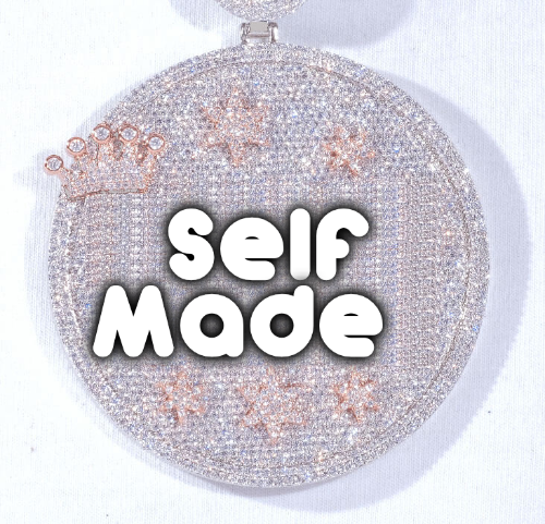 CUSTOM LETTER NECKLACE 3D BIG CROWN DISC