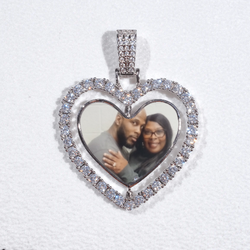 3D Spinning 2-Faced Heart Custom Picture Pendant