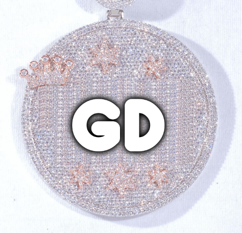 CUSTOM LETTER NECKLACE 3D BIG CROWN DISC