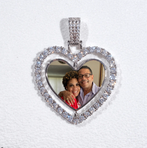 3D Spinning 2-Faced Heart Custom Picture Pendant