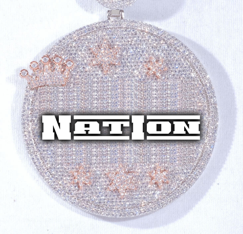 CUSTOM LETTER NECKLACE 3D BIG CROWN DISC