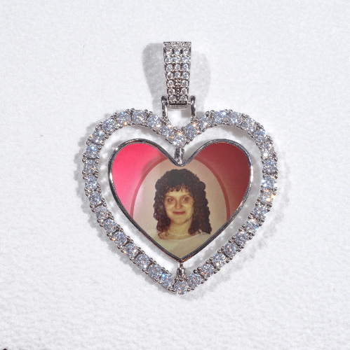 3D Spinning 2-Faced Heart Custom Picture Pendant