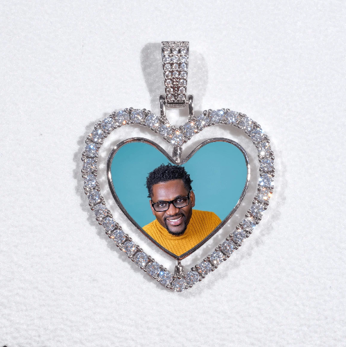 3D Spinning 2-Faced Heart Custom Picture Pendant