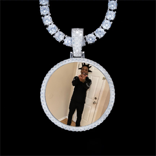 925S & VVS Moissanite 3D Circle Custom Picture Pendant