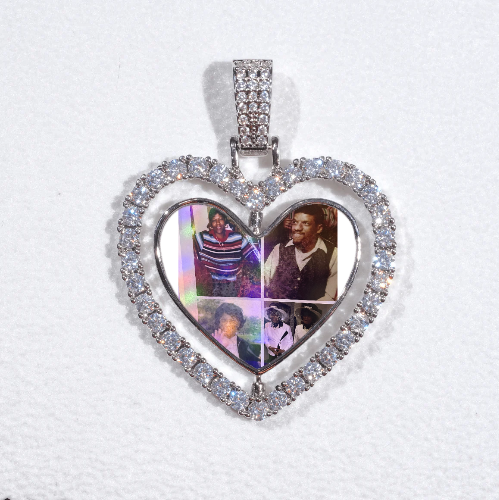 3D Spinning 2-Faced Heart Custom Picture Pendant