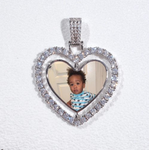3D Spinning 2-Faced Heart Custom Picture Pendant