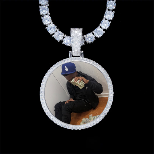 925S & VVS Moissanite 3D Circle Custom Picture Pendant