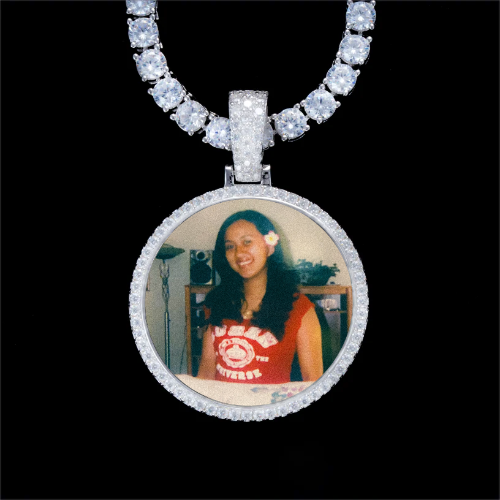 925S & VVS Moissanite 3D Circle Custom Picture Pendant