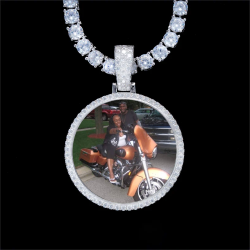 925S & VVS Moissanite 3D Circle Custom Picture Pendant