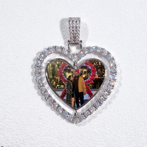 3D Spinning 2-Faced Heart Custom Picture Pendant