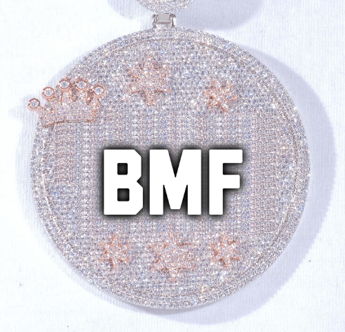 CUSTOM LETTER NECKLACE 3D BIG CROWN DISC