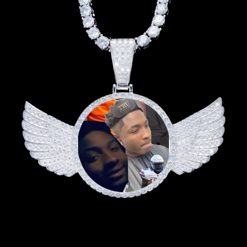 925S & VVS Moissanite 3D Wing Custom Picture Pendant