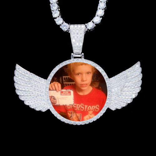 925S & VVS Moissanite 3D Wing Custom Picture Pendant