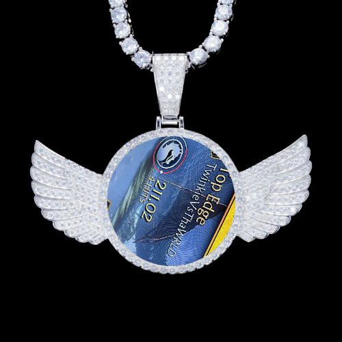 925S & VVS Moissanite 3D Wing Custom Picture Pendant