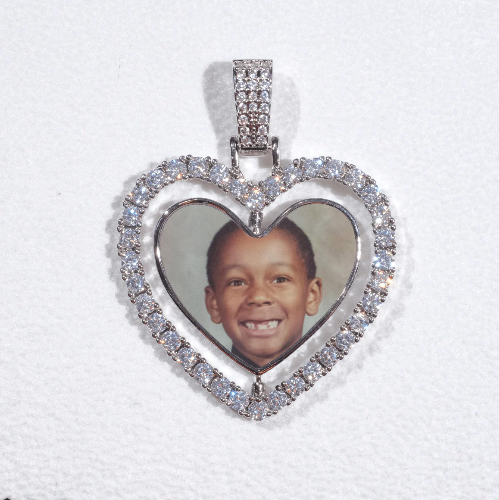 3D Spinning 2-Faced Heart Custom Picture Pendant