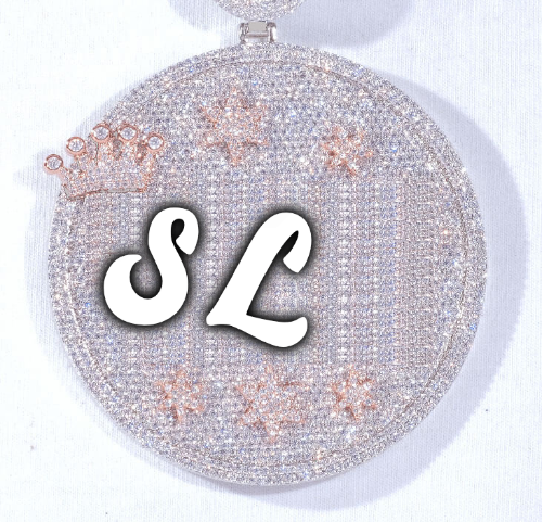 CUSTOM LETTER NECKLACE 3D BIG CROWN DISC