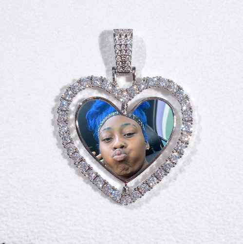 3D Spinning 2-Faced Heart Custom Picture Pendant