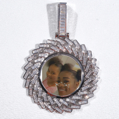 Large 3D Baguette Custom Picture Pendant