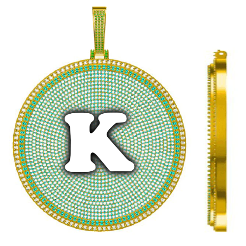 CUSTOM LETTER NECKLACE 3D BIG DISC