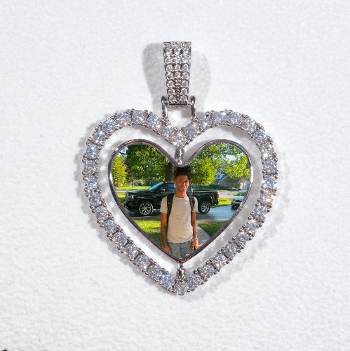 3D Spinning 2-Faced Heart Custom Picture Pendant