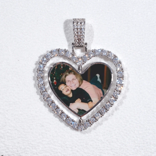 3D Spinning 2-Faced Heart Custom Picture Pendant
