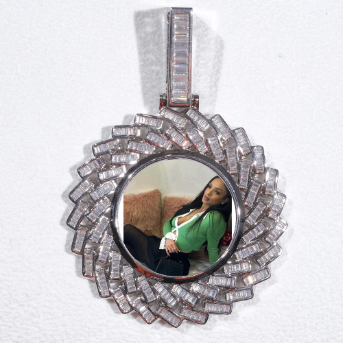 Large 3D Baguette Custom Picture Pendant