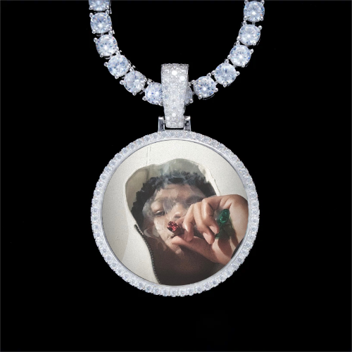 925S & VVS Moissanite 3D Circle Custom Picture Pendant