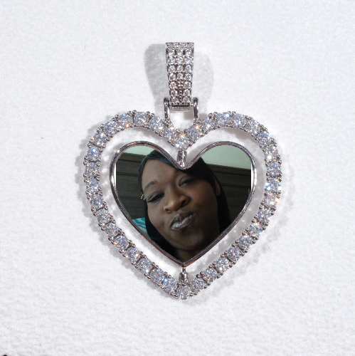 3D Spinning 2-Faced Heart Custom Picture Pendant