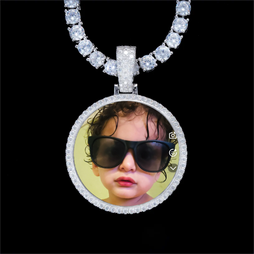 925S & VVS Moissanite 3D Circle Custom Picture Pendant