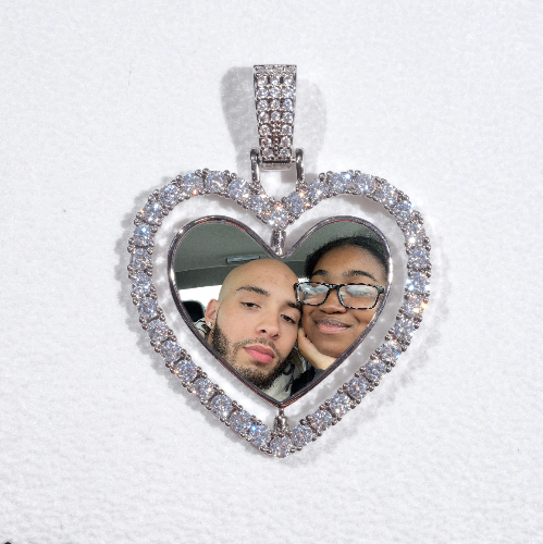3D Spinning 2-Faced Heart Custom Picture Pendant