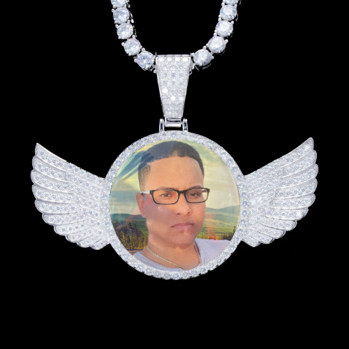 925S & VVS Moissanite 3D Wing Custom Picture Pendant