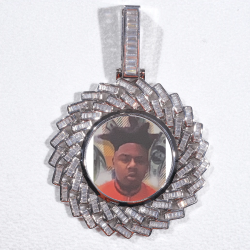 Large 3D Baguette Custom Picture Pendant