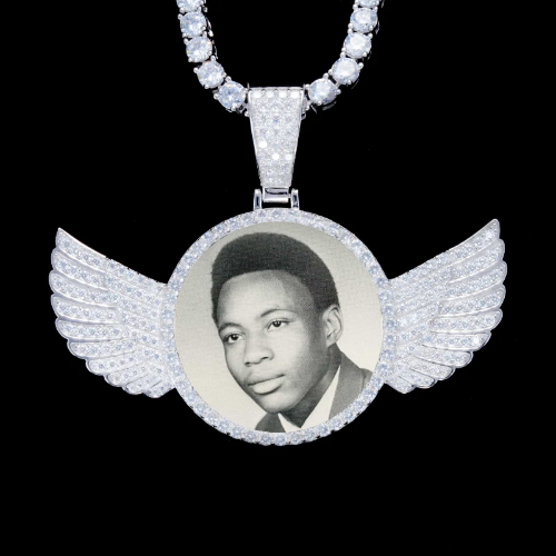 925S & VVS Moissanite 3D Wing Custom Picture Pendant