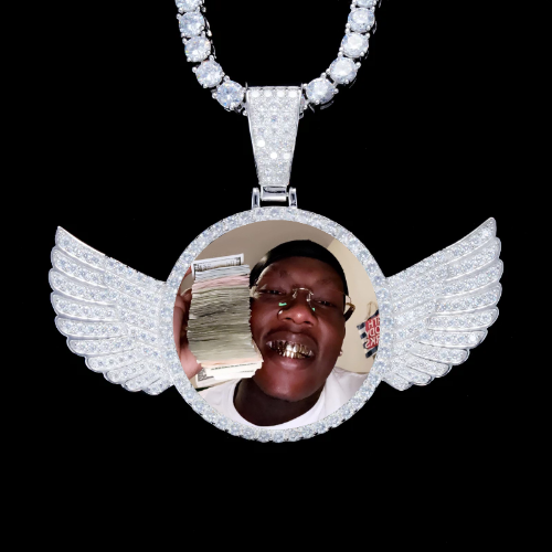 925S & VVS Moissanite 3D Wing Custom Picture Pendant