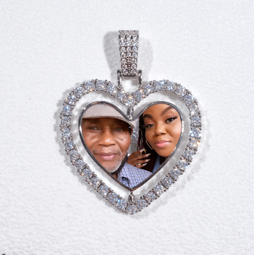 3D Spinning 2-Faced Heart Custom Picture Pendant