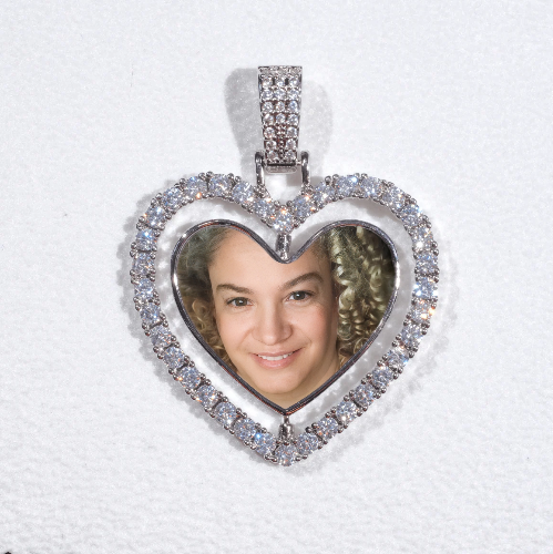 3D Spinning 2-Faced Heart Custom Picture Pendant