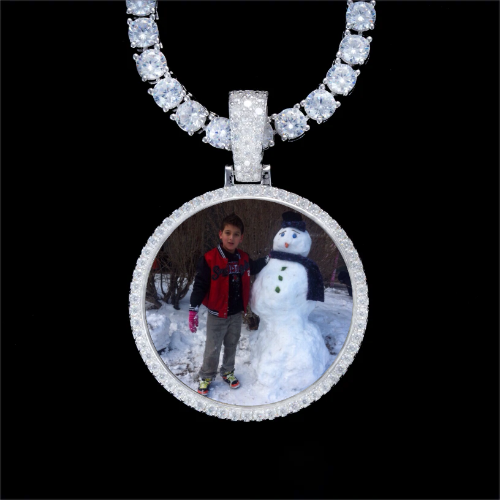 925S & VVS Moissanite 3D Circle Custom Picture Pendant