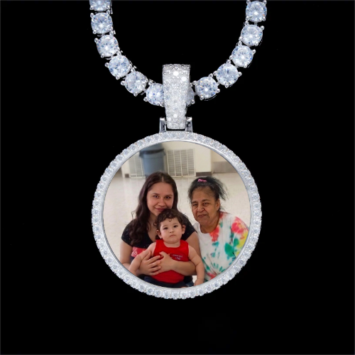 925S & VVS Moissanite 3D Circle Custom Picture Pendant