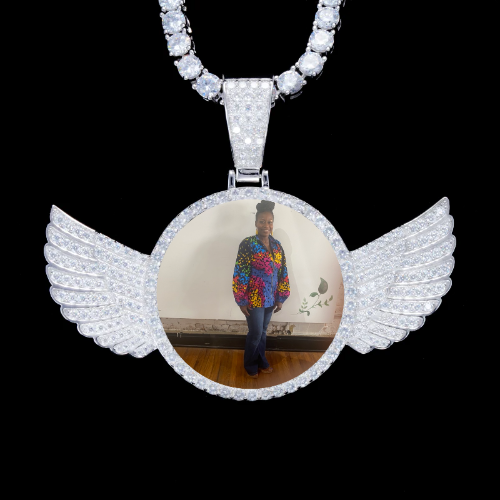925S & VVS Moissanite 3D Wing Custom Picture Pendant