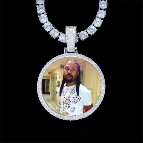 925S & VVS Moissanite 3D Circle Custom Picture Pendant