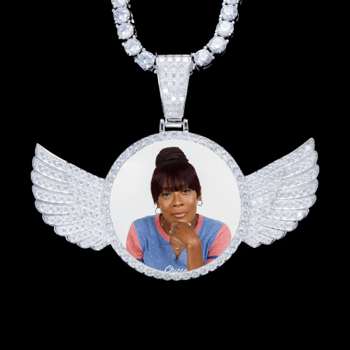 925S & VVS Moissanite 3D Wing Custom Picture Pendant